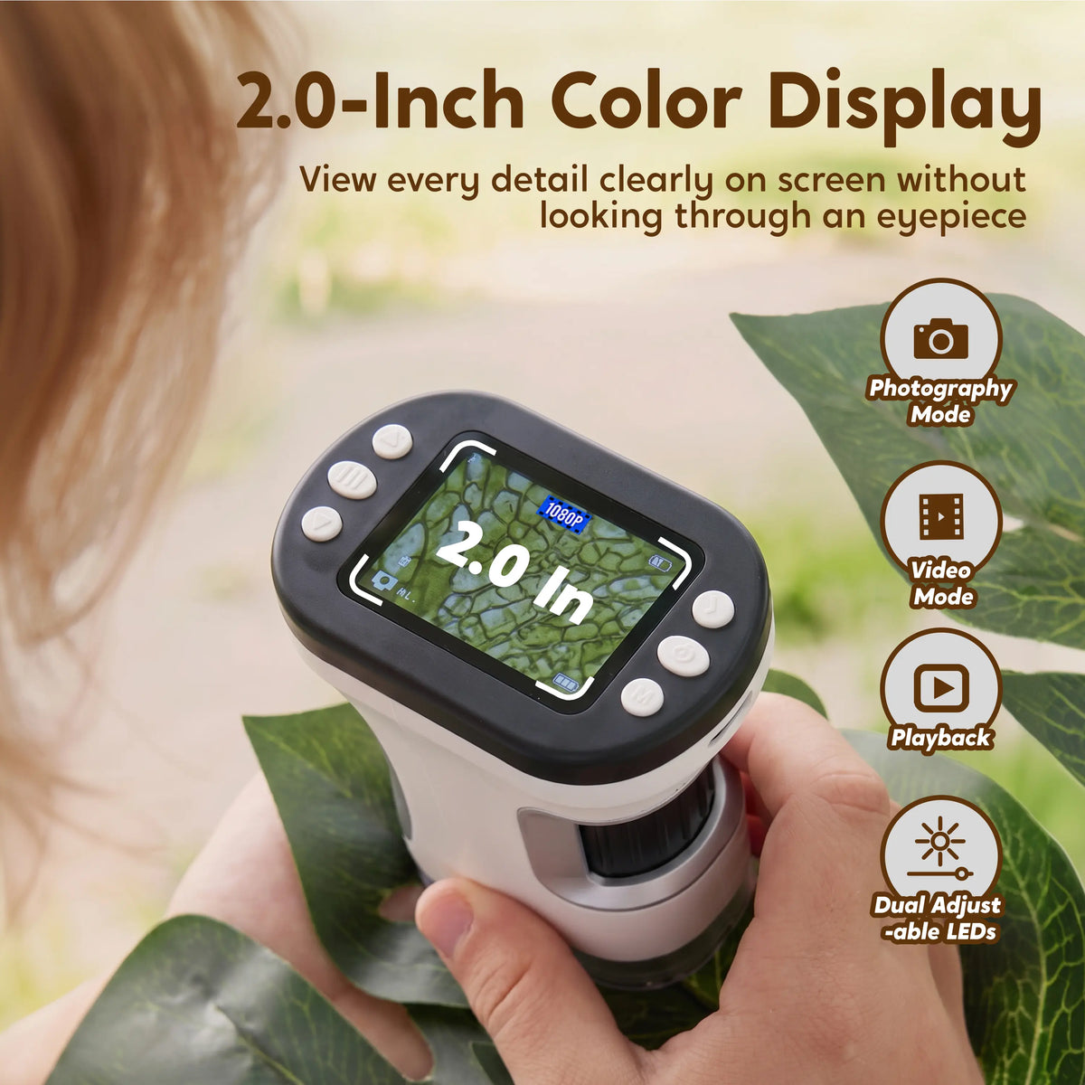 Pocket Microscope for Kids 1000X Zoom — Portable Handheld Microscope with LCD Screen, Capture Photo & Video, STEM Educational Toy, Explore Nature Anywhere