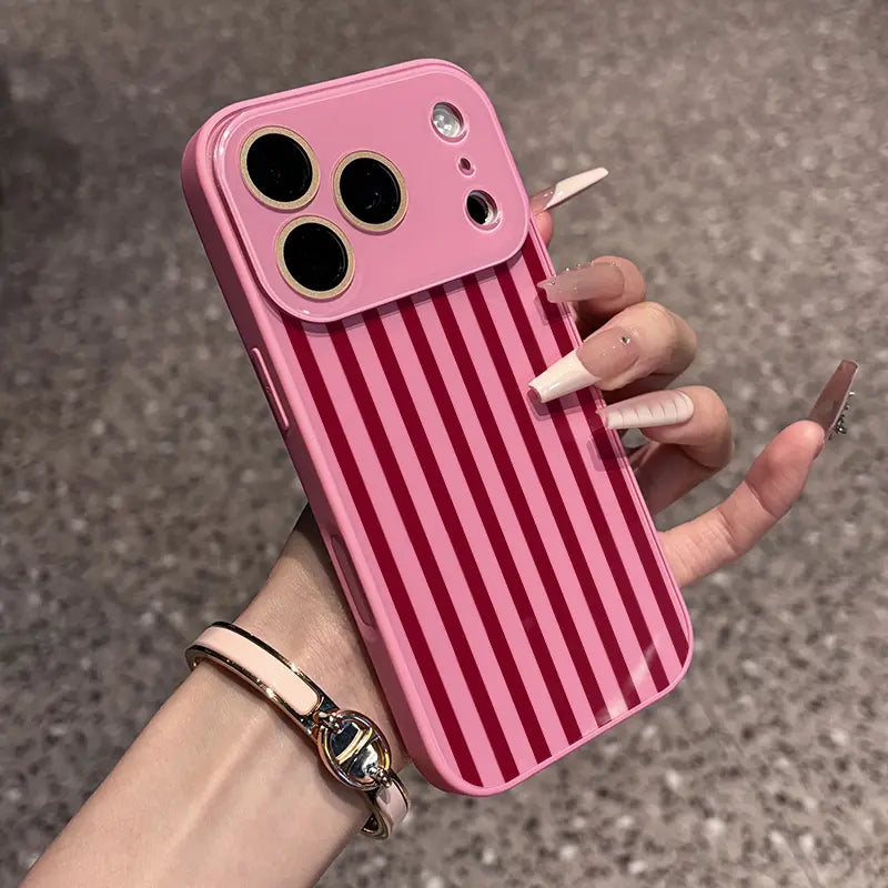 Two-Tone Vertical Striped Phone Case Minimalist Skin-Feel Crystal Combining a Premium Skin-Friendly Texture and Clean Solid-Color Design Perfect for Elevating Your Device with a Chic Luxurious Touch for Iphone 17 16 15 14 13 12 11Plus Pro Max