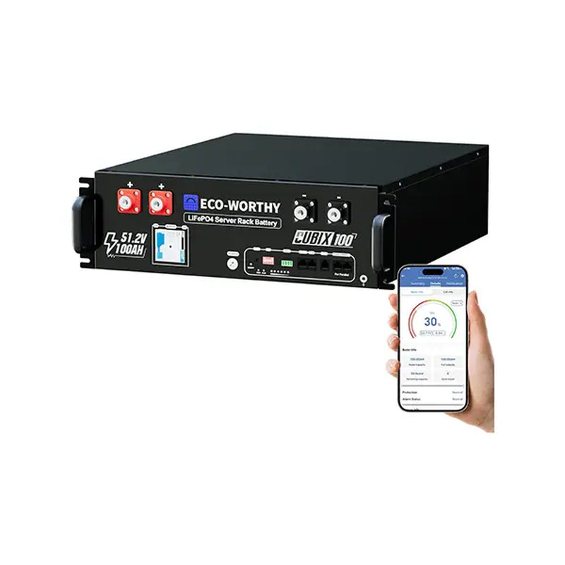 ECO-WORTHY Cubix100 48V 100Ah Lifepo4 Lithium UL9540 Server Rack Battery | UL9540A & UL1973 & CEC Listed, Support Bluetooth & Wifi,5120Wh Energy Storage System for Emergency,Home Backup Power,Off-Grid, Backup Power Supply, Large Capacity Battery, Solar Po