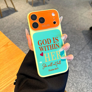 Psalm 46:5 God Is within Her She Will Not Fall Christian Bible Verse Color Block Phone Case for Iphone 17 16 15 14 13 Pro Max Pro Air plus Models TPU PC Crystal Style Protective Cover with Raised Camera Edge Faith Gift for Women NN221, Bible Verses