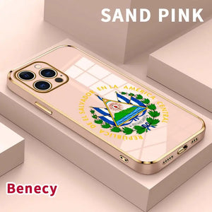 Electroplated Slim Profile TPU Silicone Shell for Iphone 11/12/13/14/15/16/17 Pro Max/Air/Plus, El Salvador Emblem Phone Case with Lens Guard, Shock-Absorbent Dirt-Proof Easy-To-Clean Protection Accessory Gift